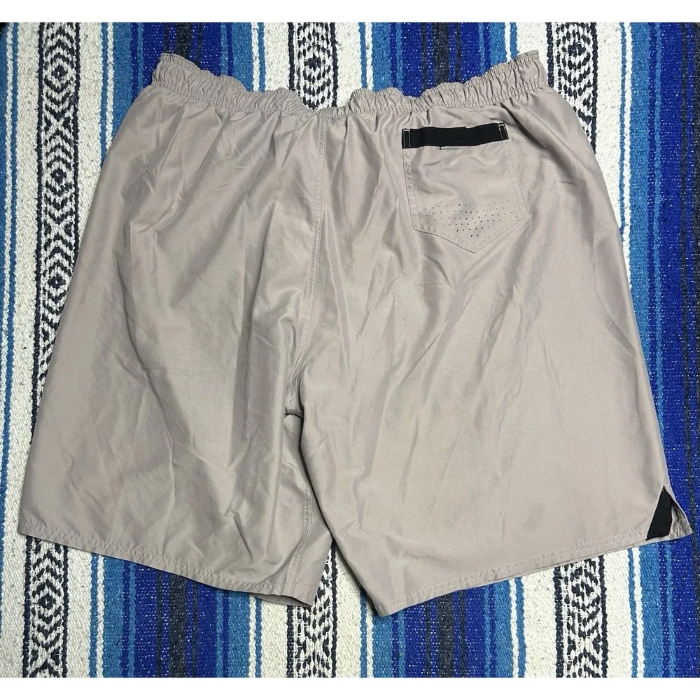 Nike Swim Trunks Mens 3XL Gray Black Swoosh Mesh Lined Drawstring Shorts